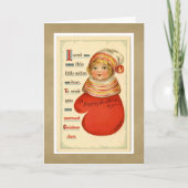 ヴィンテージのクリスマスのミトンの女の子の挨拶状 シーズンカード (正面)