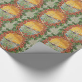 ヴィンテージのクリスマスのヨットのリース ラッピングペーパー (角)