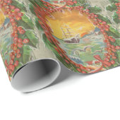 ヴィンテージのクリスマスのヨットのリース ラッピングペーパー (ロールコーナー)