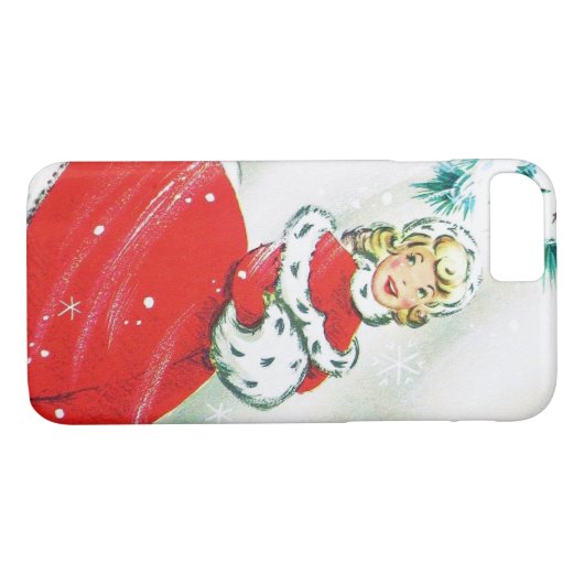 ヴィンテージのクリスマスのレトロの女性7の電話箱 Case-Mate iPhoneケース (裏面(横))