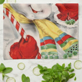 ヴィンテージのクリスマスのレトロの雪だるまの台所タオル キッチンタオル (折り畳み)