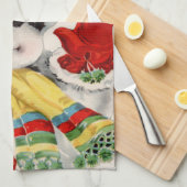 ヴィンテージのクリスマスのレトロの雪だるまの台所タオル キッチンタオル (四つ折り)