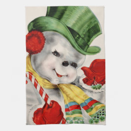 ヴィンテージのクリスマスのレトロの雪だるまの台所タオル キッチンタオル