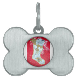 ヴィンテージのクリスマスの世紀半ばのパステルの子ネコ ペットネームタグ