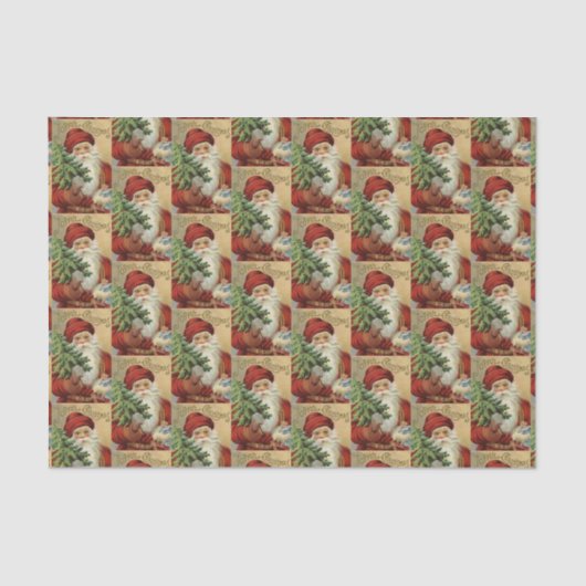 ヴィンテージのクリスマスの休日のサンタのパーティーのティッシュ 薄葉紙 (正面)