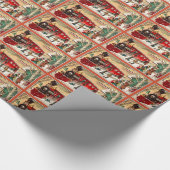 ヴィンテージのクリスマスの休日の列車 ラッピングペーパー (角)