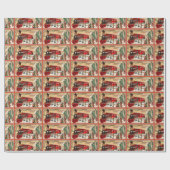 ヴィンテージのクリスマスの休日の列車 ラッピングペーパー (フラット)