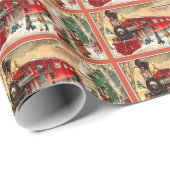 ヴィンテージのクリスマスの休日の列車 ラッピングペーパー (ロールコーナー)