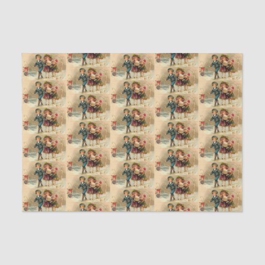 ヴィンテージのクリスマスの休日の子供のパーティーのティッシュ 薄葉紙 (正面)