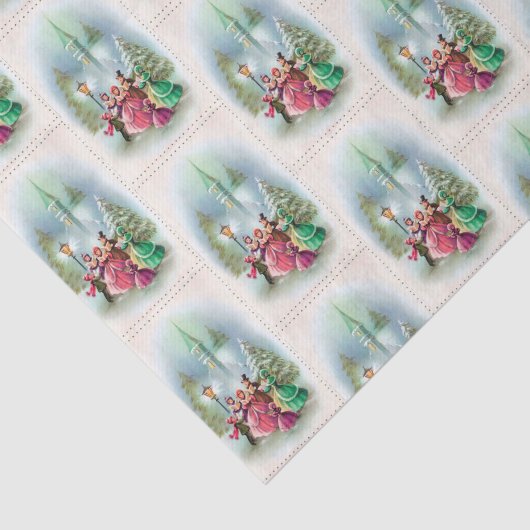 ヴィンテージのクリスマスの休日の聖歌隊のパーティーのティッシュ 薄葉紙 (詳細)