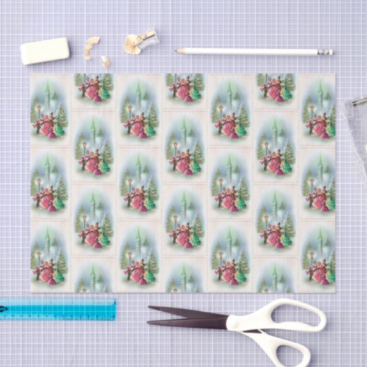 ヴィンテージのクリスマスの休日の聖歌隊のパーティーのティッシュ 薄葉紙 (クラフト)