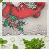 ヴィンテージのクリスマスの休日の鐘の台所タオル キッチンタオル (折り畳み)