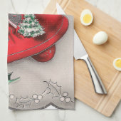 ヴィンテージのクリスマスの休日の鐘の台所タオル キッチンタオル (四つ折り)