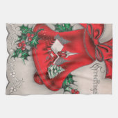 ヴィンテージのクリスマスの休日の鐘の台所タオル キッチンタオル (横)