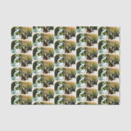 ヴィンテージのクリスマスの休日の雪だるま猫のパーティー 薄葉紙