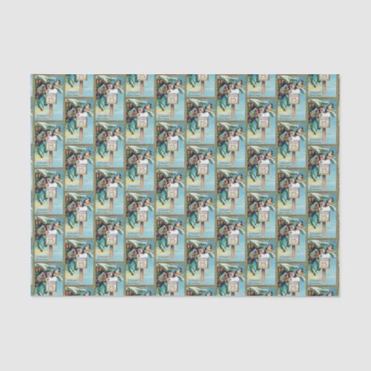 ヴィンテージのクリスマスの休日の鳥のパーティーのティッシュ 薄葉紙 (正面)