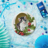 ヴィンテージのクリスマスの休日猫のパーティーのプレート ペーパープレート (パーティー)