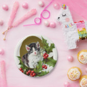 ヴィンテージのクリスマスの休日猫のパーティーのプレート ペーパープレート (パーティー)