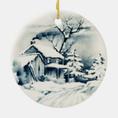 ヴィンテージのクリスマスの冬の国のオーナメント セラミックオーナメント (裏面)