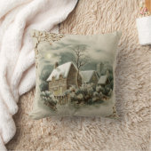 ヴィンテージのクリスマスの冬の国の枕 クッション (ブランケット)