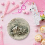 ヴィンテージのクリスマスの冬の国の紙皿 ペーパープレート (パーティー)