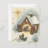 ヴィンテージのクリスマスの出生カード シーズンポストカード (正面/裏面)