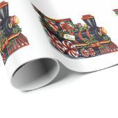 ヴィンテージのクリスマスの列車の休日の包装紙 ラッピングペーパー (ロールコーナー)