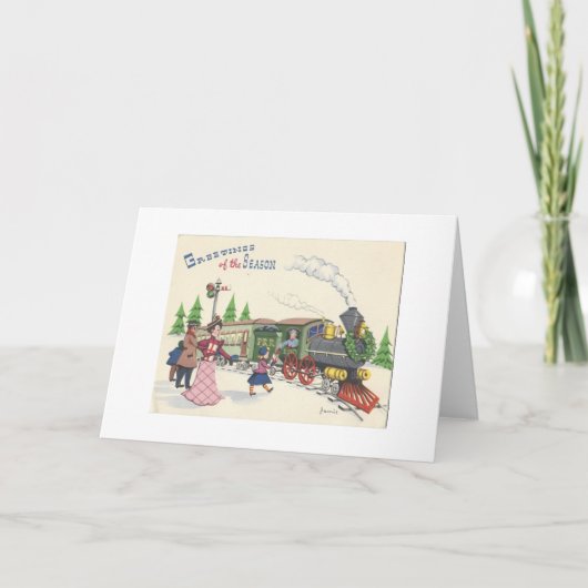 ヴィンテージのクリスマスの列車 シーズンカード (正面)