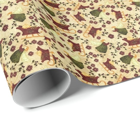ヴィンテージのクリスマスの天使のギフトの包装紙 ラッピングペーパー (ロールコーナー)