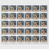 ヴィンテージのクリスマスの天使の子供および雪片 ラッピングペーパー (フラット)