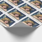 ヴィンテージのクリスマスの天使の子供および雪片 ラッピングペーパー (角)