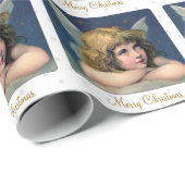 ヴィンテージのクリスマスの天使の子供および雪片 ラッピングペーパー (ロールコーナー)