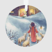 ヴィンテージのクリスマスの天使の羊飼いの出生 オーナメント (裏面)