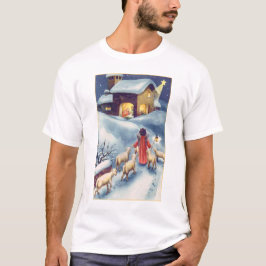 ヴィンテージのクリスマスの天使の羊飼いの出生 Tシャツ