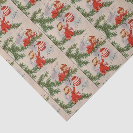 ヴィンテージのクリスマスの天使はパーティーのティッシュをタイルを張りました 薄葉紙 (詳細)