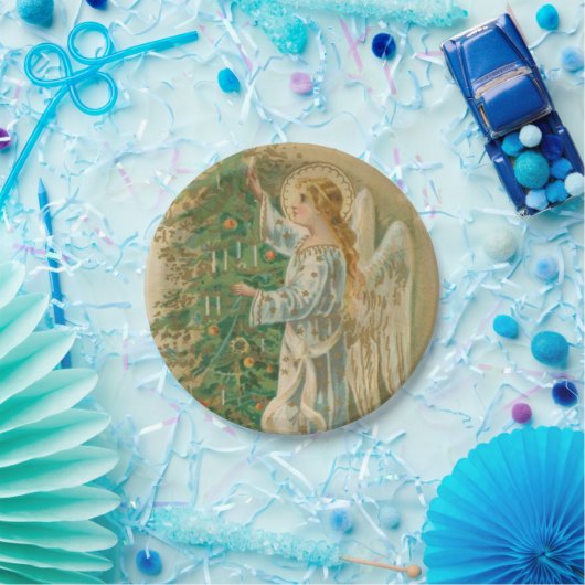 ヴィンテージのクリスマスの天使 ペーパープレート (パーティー)