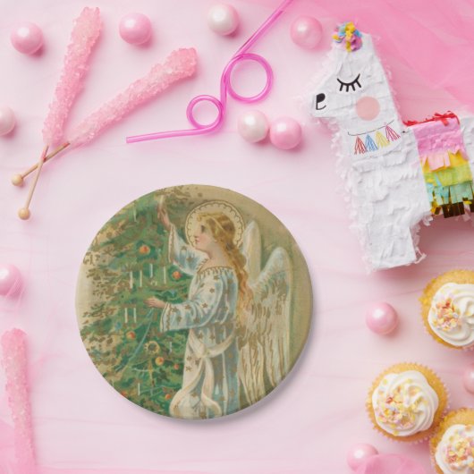 ヴィンテージのクリスマスの天使 ペーパープレート (パーティー)