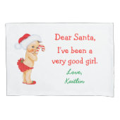 ヴィンテージのクリスマスの女の赤ちゃんのひだのズボン 枕カバー (正面)