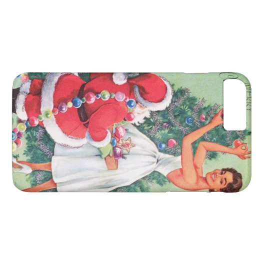 ヴィンテージのクリスマスの女性およびサンタは場合にと電話をかけます Case-Mate iPhoneケース (裏面(横))