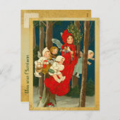 ヴィンテージのクリスマスの妖精の国の郵便はがき シーズンポストカード (正面/裏面)