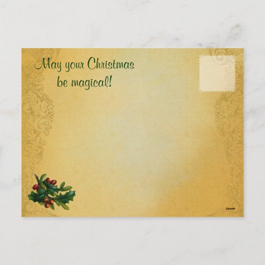 ヴィンテージのクリスマスの妖精の国の郵便はがき シーズンポストカード (裏面)