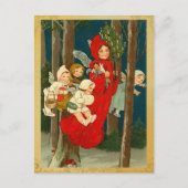 ヴィンテージのクリスマスの妖精の国の郵便はがき シーズンポストカード (正面)