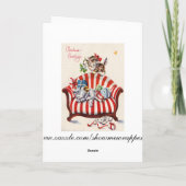 ヴィンテージのクリスマスの子ネコ シーズンカード (裏面)