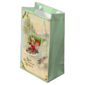 ヴィンテージのクリスマスの子供のSledding スモールペーパーバッグ (裏面アングル)