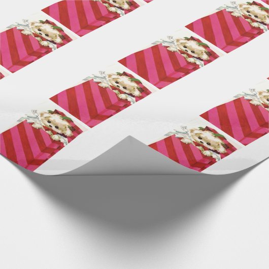 ヴィンテージのクリスマスの子犬のBichon甘いラサのマルチーズ ラッピングペーパー (角)