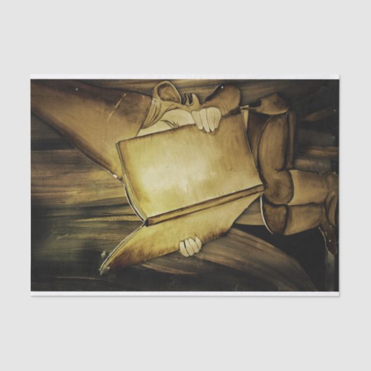 ヴィンテージのクリスマスの小妖精や小人の読書 薄葉紙 (正面)