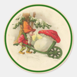 ヴィンテージのクリスマスの小妖精や小人1910年 ラウンドシール