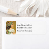 ヴィンテージのクリスマスの少女 ラベル (インサイチュ)