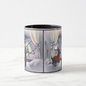 ヴィンテージのクリスマスの愛国心が強いスコッチテリア犬 マグカップ (中央)