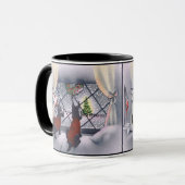 ヴィンテージのクリスマスの愛国心が強いスコッチテリア犬 マグカップ (正面左)